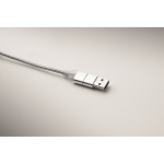 Aluminium-Schlüsselanhänger mit 5-in-1-Kabel und verschiedenen Ladeanschlüssen farbe silber