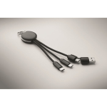Geschenkset mit Metallkugelschreiber und Schlüsselanhänger mit 2-in-1-Ladekabel farbe schwarz viertes Detailbild