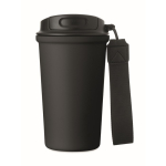 Thermobecher aus recyceltem Edelstahl mit Griff und Auslaufschutz 400 ml farbe schwarz vierte Ansicht