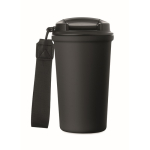 Thermobecher aus recyceltem Edelstahl mit Griff und Auslaufschutz 400 ml farbe schwarz fünfte Ansicht