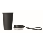Thermobecher aus recyceltem Edelstahl mit Griff und Auslaufschutz 400 ml farbe schwarz sechste Ansicht