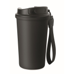 Thermobecher aus recyceltem Edelstahl mit Griff und Auslaufschutz 400 ml farbe schwarz achte Ansicht