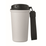 Thermobecher aus recyceltem Edelstahl mit Griff und Auslaufschutz 400 ml farbe weiß vierte Ansicht