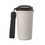 Thermobecher aus recyceltem Edelstahl mit Griff und Auslaufschutz 400 ml farbe weiß fünfte Ansicht