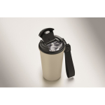 Thermobecher aus recyceltem Edelstahl mit Griff und Auslaufschutz 400 ml farbe beige zweites Detailbild