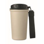 Thermobecher aus recyceltem Edelstahl mit Griff und Auslaufschutz 400 ml farbe beige vierte Ansicht