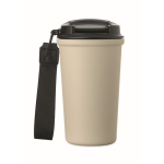 Thermobecher aus recyceltem Edelstahl mit Griff und Auslaufschutz 400 ml farbe beige fünfte Ansicht