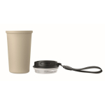Thermobecher aus recyceltem Edelstahl mit Griff und Auslaufschutz 400 ml farbe beige sechste Ansicht