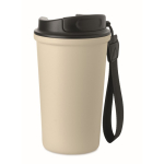 Thermobecher aus recyceltem Edelstahl mit Griff und Auslaufschutz 400 ml farbe beige achte Ansicht