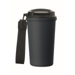 Thermobecher aus recyceltem Edelstahl mit Griff und Auslaufschutz 400 ml farbe marineblau fünfte Ansicht