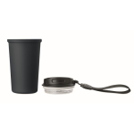 Thermobecher aus recyceltem Edelstahl mit Griff und Auslaufschutz 400 ml farbe marineblau sechste Ansicht