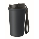 Thermobecher aus recyceltem Edelstahl mit Griff und Auslaufschutz 400 ml farbe marineblau achte Ansicht