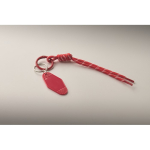 Schlüsselanhänger aus geflochtener Polyesterkordel mit Anhänger und Ring farbe rot zweites Detailbild