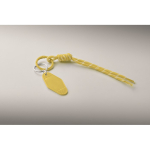 Schlüsselanhänger aus geflochtener Polyesterkordel mit Anhänger und Ring farbe gelb zweites Detailbild