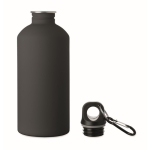 Auslaufsichere Flasche aus recyceltem Edelstahl mit gummierter Oberfläche 500 ml farbe schwarz zweite Ansicht