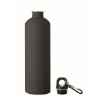 Flasche aus recyceltem Edelstahl mit gummierter Oberfläche und Karabiner 750 ml farbe schwarz zweite Ansicht