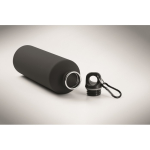 Flasche aus recyceltem Edelstahl mit gummierter Oberfläche und Karabiner 750 ml farbe schwarz viertes Detailbild
