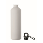 Flasche aus recyceltem Edelstahl mit gummierter Oberfläche und Karabiner 750 ml farbe weiß zweite Ansicht
