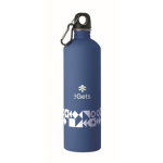 Flasche aus recyceltem Edelstahl mit gummierter Oberfläche und Karabiner 750 ml farbe köngisblau zweite Hauptansicht