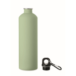 Flasche aus recyceltem Edelstahl mit gummierter Oberfläche und Karabiner 750 ml farbe mintgrün zweite Ansicht
