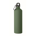 Flasche aus recyceltem Edelstahl mit gummierter Oberfläche und Karabiner 750 ml farbe dunkelgrün