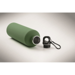 Flasche aus recyceltem Edelstahl mit gummierter Oberfläche und Karabiner 750 ml farbe dunkelgrün viertes Detailbild