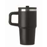 Thermobecher aus recyceltem Edelstahl mit Deckel und Trinkhalm 500 ml farbe schwarz sechste Ansicht
