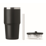 Thermobecher aus recyceltem Edelstahl mit Deckel und Trinkhalm 500 ml farbe schwarz siebte Ansicht