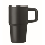 Thermobecher aus recyceltem Edelstahl mit Deckel und Trinkhalm 500 ml farbe schwarz achte Ansicht