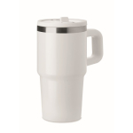 Thermobecher aus recyceltem Edelstahl mit Deckel und Trinkhalm 500 ml farbe weiß zweite Ansicht