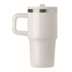 Thermobecher aus recyceltem Edelstahl mit Deckel und Trinkhalm 500 ml farbe weiß sechste Ansicht