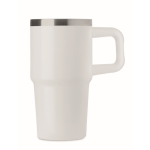 Thermobecher aus recyceltem Edelstahl mit Deckel und Trinkhalm 500 ml farbe weiß achte Ansicht