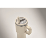 Thermobecher aus recyceltem Edelstahl mit Deckel und Trinkhalm 500 ml farbe beige viertes Detailbild