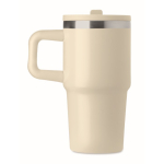 Thermobecher aus recyceltem Edelstahl mit Deckel und Trinkhalm 500 ml farbe beige sechste Ansicht