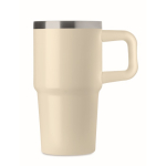 Thermobecher aus recyceltem Edelstahl mit Deckel und Trinkhalm 500 ml farbe beige achte Ansicht