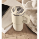 Thermobecher aus recyceltem Edelstahl mit Deckel und Trinkhalm 500 ml farbe beige Stimmungsbild