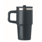 Thermobecher aus recyceltem Edelstahl mit Deckel und Trinkhalm 500 ml farbe marineblau sechste Ansicht