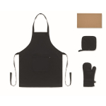 Küchenset aus recycelter Baumwolle mit gesteppter Naht 180 g/m² farbe schwarz vierte Ansicht