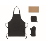 Küchenset aus recycelter Baumwolle mit gesteppter Naht 180 g/m² farbe schwarz fünfte Ansicht