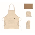 Küchenset aus recycelter Baumwolle mit gesteppter Naht 180 g/m² farbe beige
