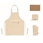 Küchenset aus recycelter Baumwolle mit gesteppter Naht 180 g/m² farbe beige vierte Ansicht