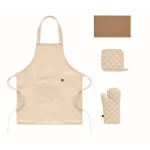 Küchenset aus recycelter Baumwolle mit gesteppter Naht 180 g/m² farbe beige fünfte Ansicht