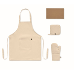 Küchenset aus recycelter Baumwolle mit gesteppter Naht 180 g/m² farbe beige sechste Ansicht