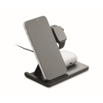 Faltbare kabellose 3-in-1-Ladestation mit integriertem Ständer, 15 W farbe schwarz zweite Ansicht