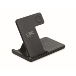Faltbare kabellose 3-in-1-Ladestation mit integriertem Ständer, 15 W farbe schwarz Hauptansicht