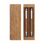 Schreibset aus Holz mit Kugelschreiber mit blauer Tinte und Druckbleistift farbe holzton zweite Ansicht