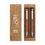 Schreibset aus Holz mit Kugelschreiber mit blauer Tinte und Druckbleistift farbe holzton Hauptansicht zweite Ansicht