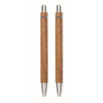 Schreibset aus Holz mit Kugelschreiber mit blauer Tinte und Druckbleistift farbe holzton achte Ansicht
