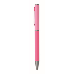 Kugelschreiber aus recyceltem Aluminium mit Drehmechanik und gummierter Oberfläche farbe pink fünfte Ansicht