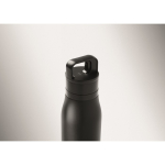 Thermoflasche aus recyceltem Edelstahl mit Trageschlaufe und leicht zu öffnendem Deckel 500 ml farbe schwarz drittes Detailbild